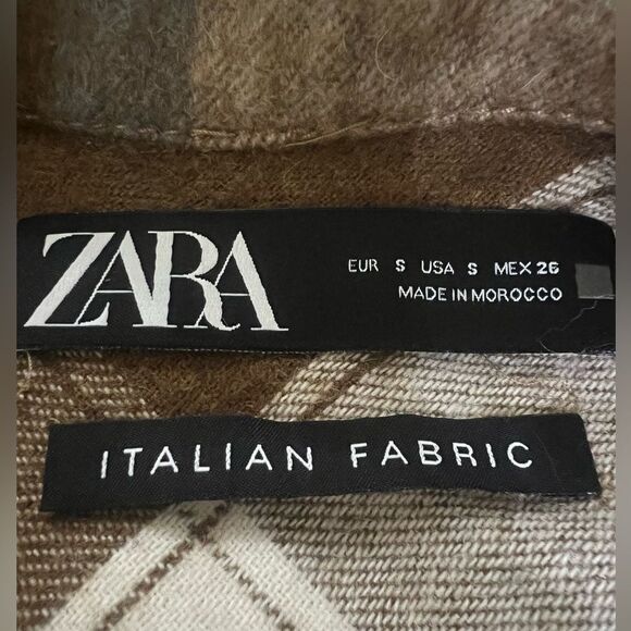 Zara Italian fabric flannel shacket small cozy basic everyday cabincore casual - Picture 3 of 11